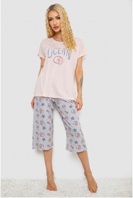 Піжама жіноча з принтом  -уцінка, колір рожевий, 243R7134-U-1