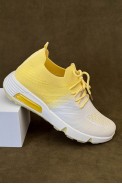 Кроссовки женские текстиль, цвет бело-желтый, 243RA33 - фото № 0