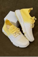 Кроссовки женские текстиль, цвет бело-желтый, 243RA33 - фото № 2