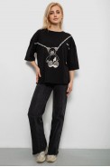 Футболка женская с принтом, цвет черный, 244R2016 оптом - фото № 1