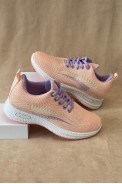 Кроссовки женские текстиль, цвет персиково-фиолетовый, 243RA33 - фото № 0