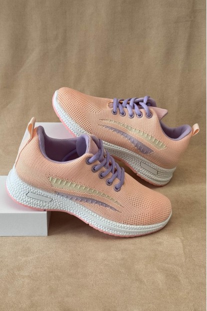Кроссовки женские текстиль, цвет персиково-фиолетовый, 243RA33