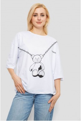 Футболка женская с принтом, цвет белый, 244R2016