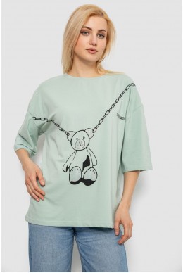 Футболка женская с принтом, цвет оливковый, 244R2016