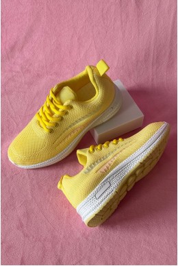 Кроссовки женские текстиль, цвет желтый, 243RA33