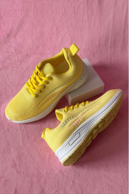 Кроссовки женские текстиль, цвет желтый, 243RA33
