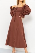 Сукня однотонна, колір коричневий, 176R1037