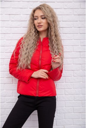 Демісезонна жіноча куртка з капюшоном червоного кольору 167R6068
