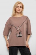 Футболка жіноча з принтом, колір мокко, 244R2016 - фото № 0