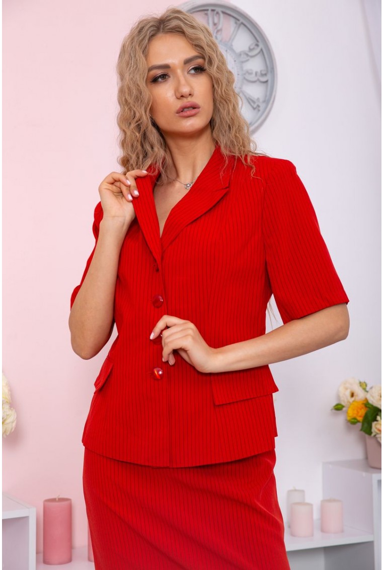 Купить Классический костюм юбка + блуза красного цвета 167R0259 - Фото №2