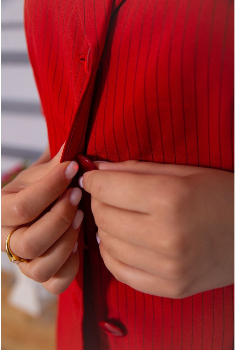 Купить Классический костюм юбка + блуза красного цвета 167R0259 - Фото №6