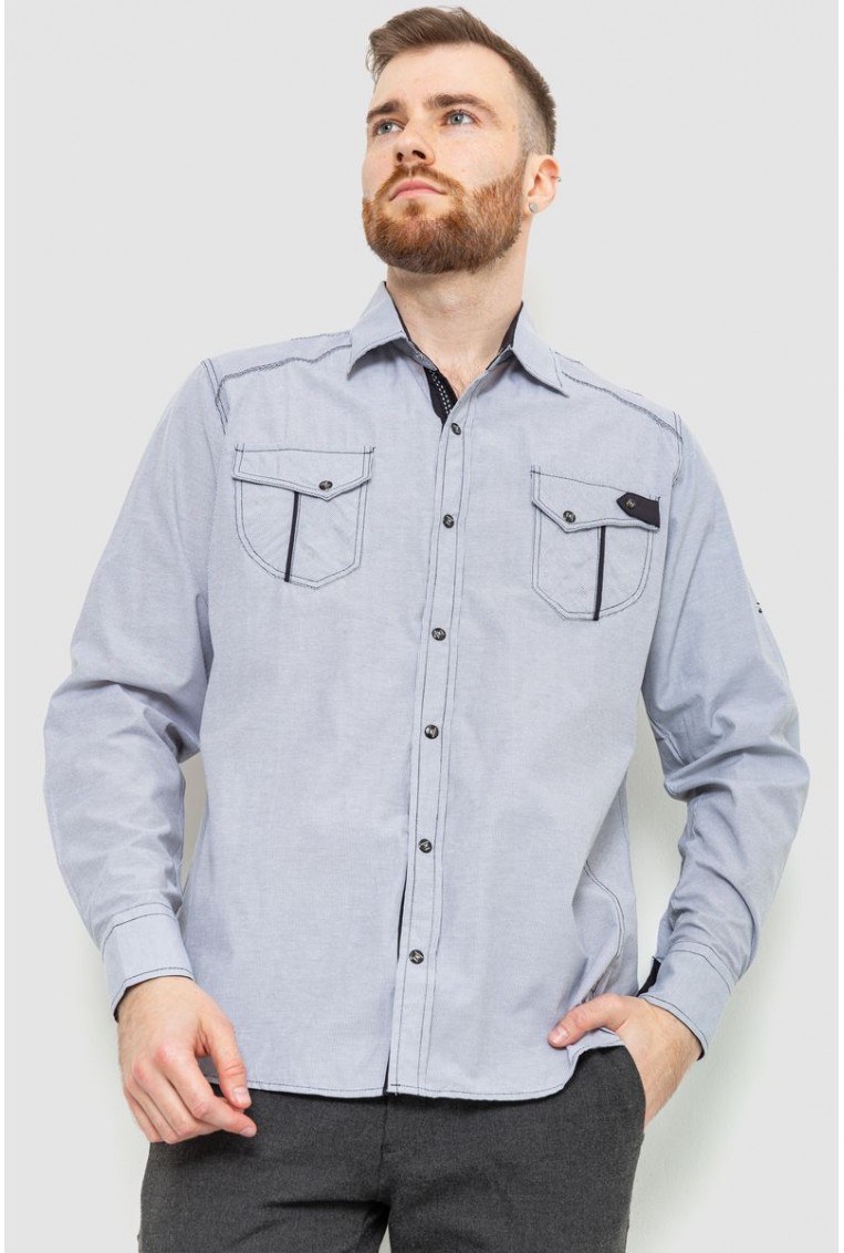 Купить Рубашка мужская в полоску, цвет серый, 186R0695 - Фото №1