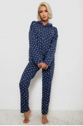 Костюм жіночий домашній з принтом, колір синьо-білий, 257R1115 оптом - фото № 0