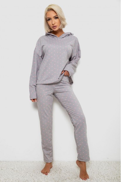 Костюм женский домашний с принтом, цвет серо-розовый, 257R1115