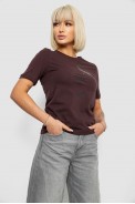 Жіноча футболка з принтом, колір шоколадний, 241R120 - фото № 2