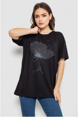 Футболка женская с принтом, цвет черный, 244R602