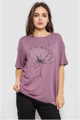 Футболка жіноча з принтом, колір сливовий, 244R602