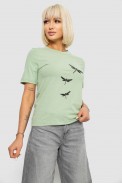 Жіноча футболка з принтом, колір оливковий, 241R120 - фото № 2