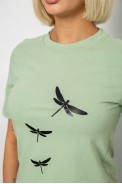 Жіноча футболка з принтом, колір оливковий, 241R120 - фото № 4