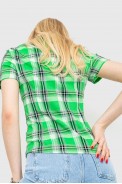 Сорочка жіноча в клітку  -уцінка, колір світло-зелений, 230R061-11-U-26 оптом - фото № 3