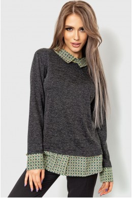 Блуза-обманка, колір грифельний, 230R542-3