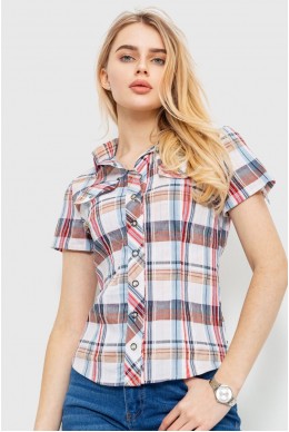 Сорочка жіноча в клітку  -уцінка, колір молочно-коричневий, 230R061-11-U-23
