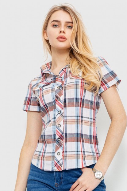 Сорочка жіноча в клітку  -уцінка, колір молочно-коричневий, 230R061-11-U-23