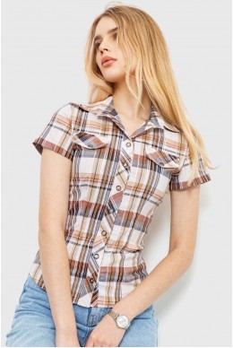Сорочка жіноча в клітку  -уцінка, колір бежево-сірий, 230R061-11-U-29