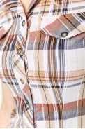 Рубашка женская в клетку  -уценка, цвет бежево-серый, 230R061-11-U-29 оптом - фото № 4