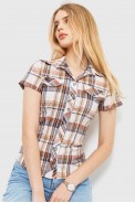 Сорочка жіноча в клітку  -уцінка, колір бежево-сірий, 230R061-11-U-30 - фото № 0