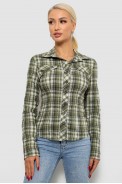 Сорочка жіноча в клітку  -уцінка, колір хакі, 230R064-1-U-14 - фото № 0