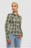 Сорочка жіноча в клітку  -уцінка, колір хакі, 230R064-1-U-14 - фото № 2