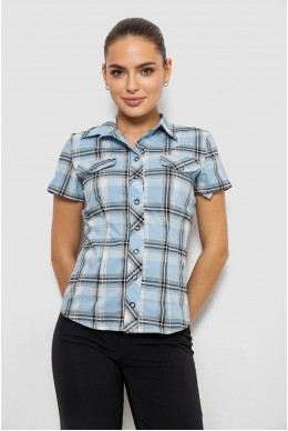 Сорочка жіноча в клітку  -уцінка, колір блакитний, 230R061-11-U-25