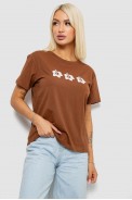 Футболка женская с принтом, цвет коричневый, 221R5072 - фото № 0