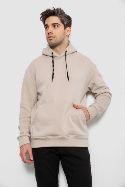 Худи мужской на флисе однотонный, цвет светло-бежевый, 241R2650