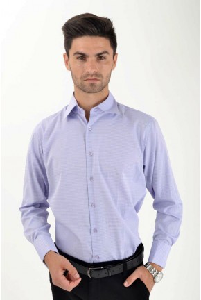 Сиреневая рубашка мужская с узором 37162-3
