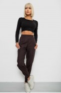 Штани жіночі на тонкому флісі, колір шоколадний, 257R727 оптом - фото № 1