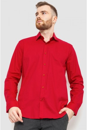 Рубашка мужская классическая однотонная, цвет темно-красный, 186R30