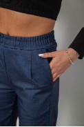 Штаны женские на тонком флисе, цвет джинс, 257R727 - фото № 4