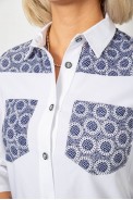 Рубашка классическая с принтом, цвет белый, 230R7214 - фото № 4
