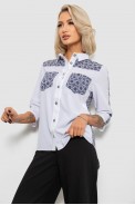 Сорочка класична з принтом, колір біло-синій, 230R7214 - фото № 2