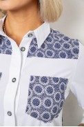 Сорочка класична з принтом, колір біло-синій, 230R7214 - фото № 4