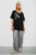 Футболка женская с принтом, цвет черный, 244R2417 - фото № 1