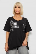 Футболка женская с принтом, цвет черный, 244R2417 - фото № 0