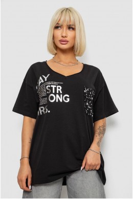 Футболка женская с принтом, цвет черный, 244R2417
