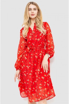 Платье с цветочным принтом, цвет красный, 230R006-18