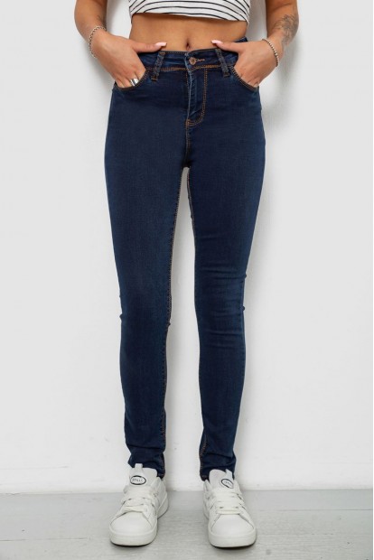 Джинсы женские однотонные Skinny, цвет синий, 244R502-5