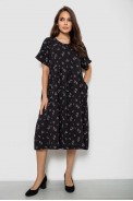 Платье женское однотонное с принтом, цвет черный, 214R209-7 - фото № 1
