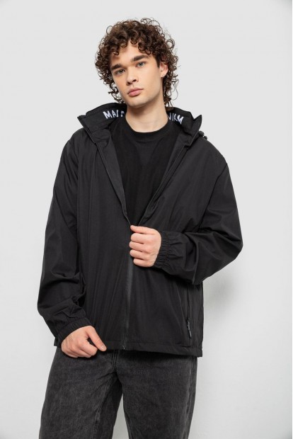Ветровка мужская с принтом, цвет черный, 214R601-1