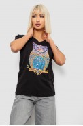 Футболка женская с принтом, цвет черный, 244R2804 - фото № 0
